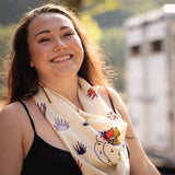 “I Am Free” Hand-Illustrated Silk Scarf – 100% Luxury Silk: Large