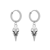 Bird Skull Earrings (Rhodium Plated)