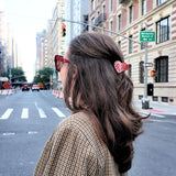 Mini Paisley Heart Claw Hair Clip (Red)