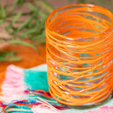 Mexican Handblown Glasses (Orange Swirl)