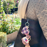 Hand-painted Heart Bag charm + Keychain - Limited Edition: Red Plaid