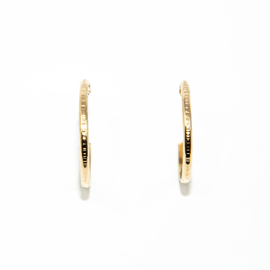 Textured Lines Hoop Earrings Gold Filled Earring: Sterling Silver