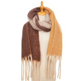 Soft Chunky Abstract Fleece Scarf With Tassel (Brown Multi