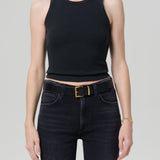 Inez Waffle Tank (Washed Black)