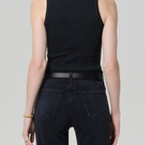Inez Waffle Tank (Washed Black)