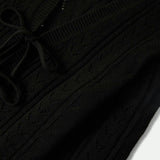 Cropped Pointelle Tie Cardigan (Black)
