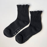 Ruffled Hugger Crew Socks  (Black/Black)
