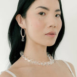Romy Hoops + Small Drops: Hibiscus / Gold Plated Brass (1 micron), Glass