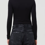 The Aura Long Sleeve Bodysuit in Black