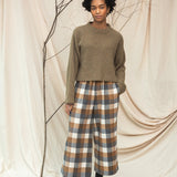 Evora Brushed Trousers (Tan Check)