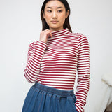 Pine Sue Organic Stripe Top (Burgundy/Off White)