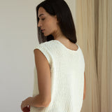 Florence Cotton Linen Knit Vest (Off White)