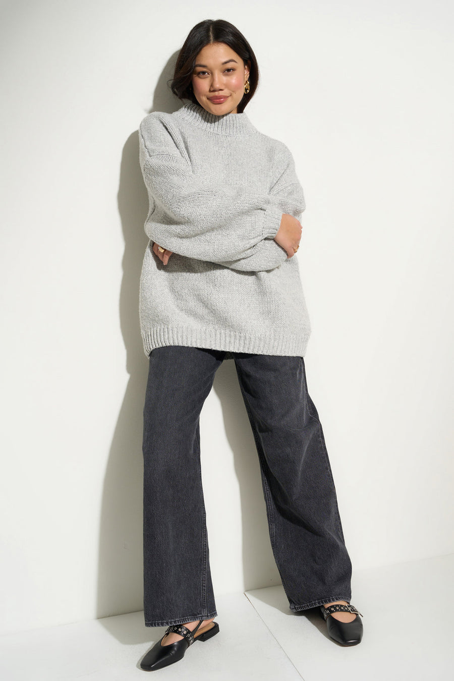 Bellamy Chunky Knit Pullover (Heather Grey)