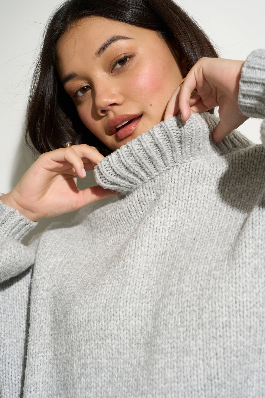 Bellamy Chunky Knit Pullover (Heather Grey)