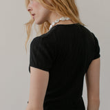 The Pointelle Baby Tee (Black)