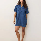 Liza Denim Mini Dress in Medium Wash