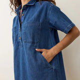 Liza Denim Mini Dress in Medium Wash