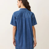 Liza Denim Mini Dress in Medium Wash