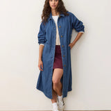 Hayes Denim Trench Coat in Medium Wash