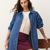Hayes Denim Trench Coat in Medium Wash