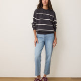 Cloud 9 Fleece Oversized Crewneck (Black/White Stripe)