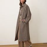 Hayes Houndstooth Trench Coat (Neutral Herringbone)