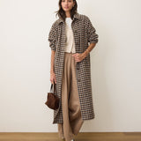 Hayes Houndstooth Trench Coat (Neutral Herringbone)