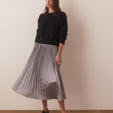 Chelsea Pleated Midi Skirt (Silver)