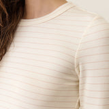 Lexi Rib Sun-In Long Sleeve Tee (Ivory/Rose Gold)