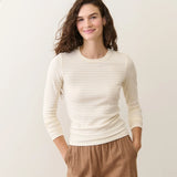 Lexi Rib Sun-In Long Sleeve Tee (Ivory/Rose Gold)