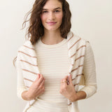 Lexi Rib Sun-In Long Sleeve Tee (Ivory/Rose Gold)