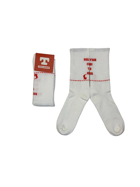 "Roll Your Cuff To Here" Sock (White)