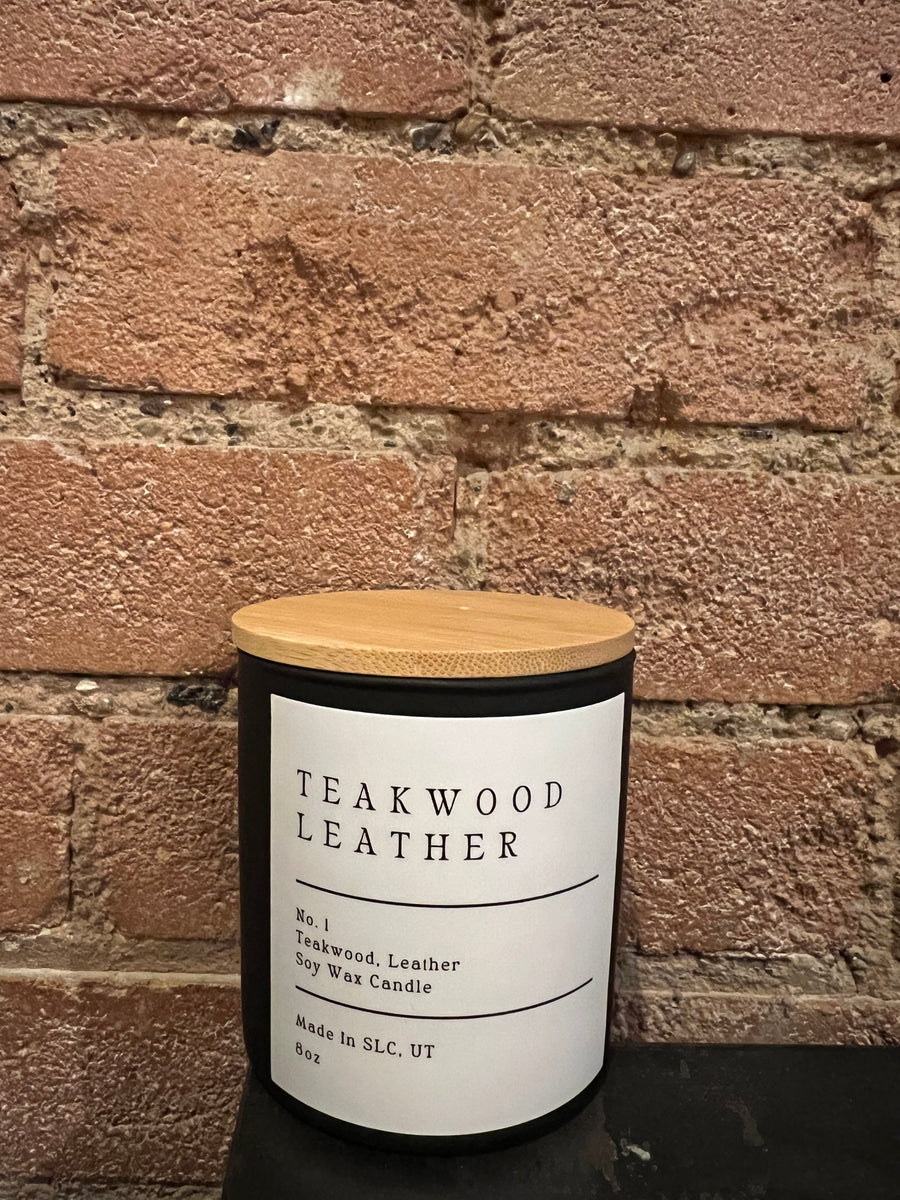 No. 1 Teakwood and Leather Candle