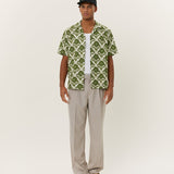 Lesley Flower Tile AOP SS Shirt (Vintage Green/Ivory)
