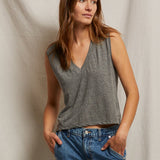 The Margot Sleeveless V-Neck Tank (Heather Grey)