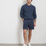 Pull On Short In Cotton Herringbone (Navy)