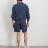 Pull On Short In Cotton Herringbone (Navy)