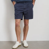 Pull On Short In Cotton Herringbone (Navy)