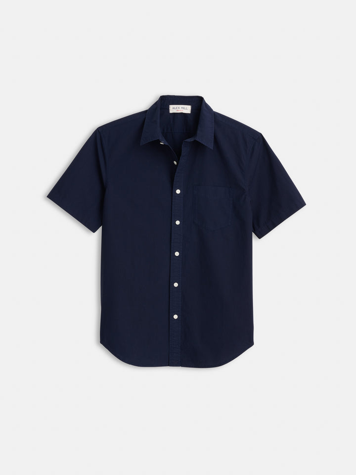 Short Sleeve Mill Shirt in Paper Poplin (Dark Navy)