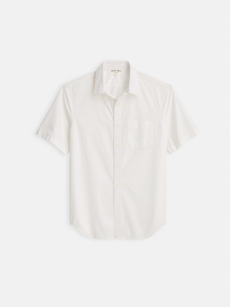 Short Sleeve Mill Shirt in Paper Poplin (White)