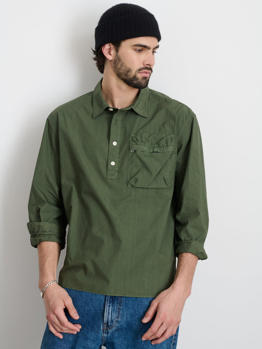 Leo Popover in Paper Cotton (Faded Olive)