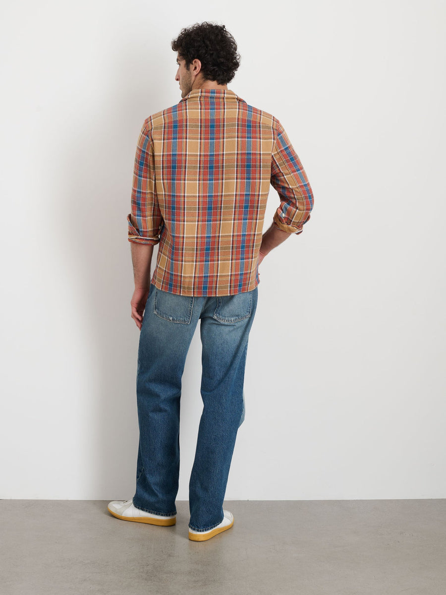 Ethan Shirt In Vintage Wash Flannel (Dark Khaki)