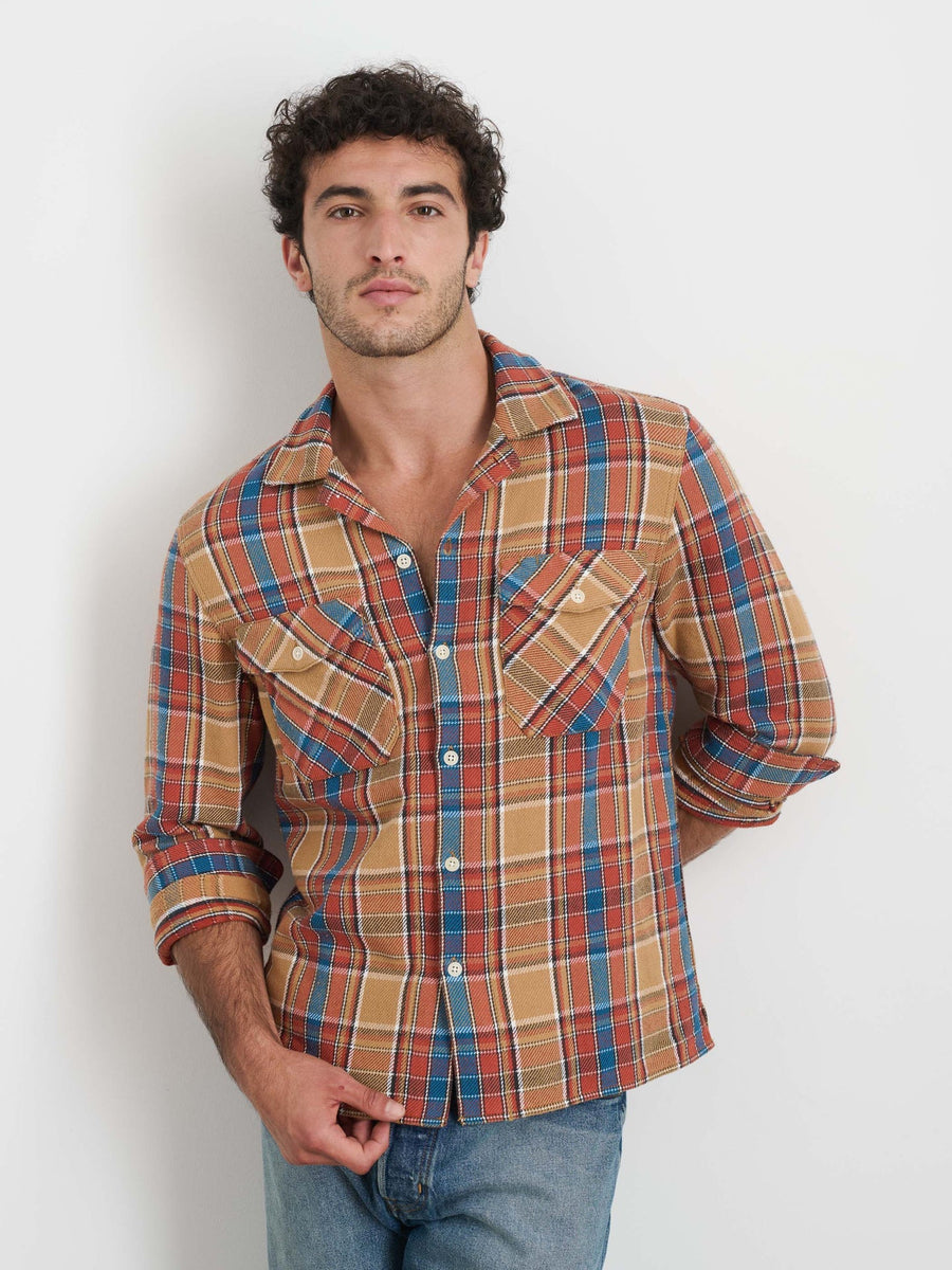 Ethan Shirt In Vintage Wash Flannel (Dark Khaki)