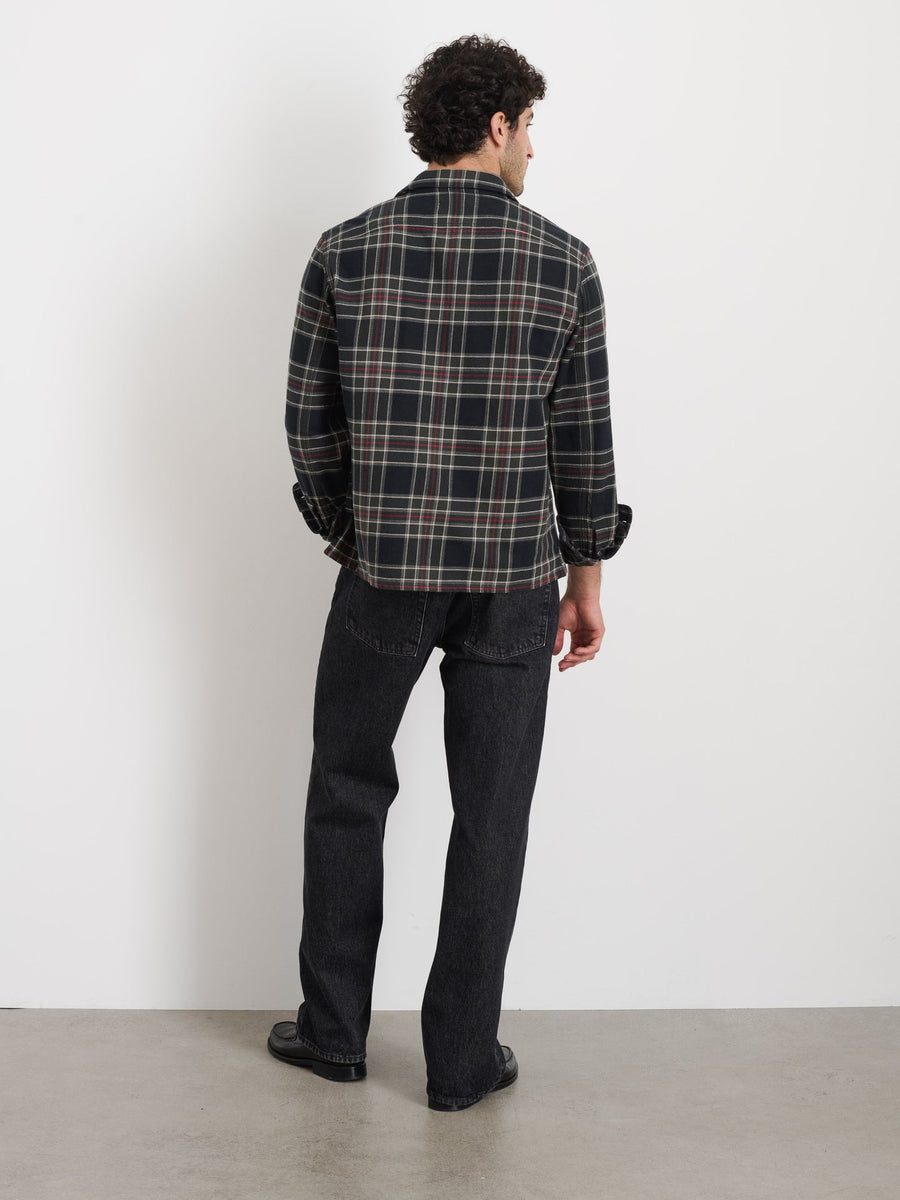 Ethan Shirt In Vintage Wash Flannel (Black Plaid)