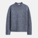 Marled Rollneck in Merino Wool (Blue)