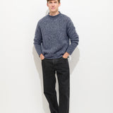 Marled Rollneck in Merino Wool (Blue)