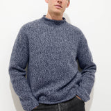 Marled Rollneck in Merino Wool (Blue)