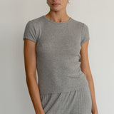 The Pointelle Baby Tee (Heather Grey)
