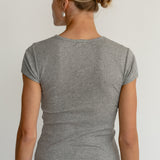 The Pointelle Baby Tee (Heather Grey)
