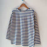Marseille Boat Neck Top (Blue Stripe on cream)